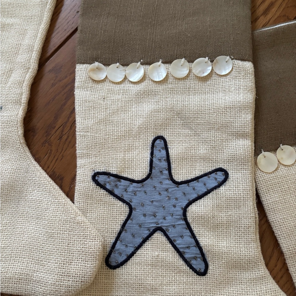 Set of 3 Coastal Christmas Holiday Stockings